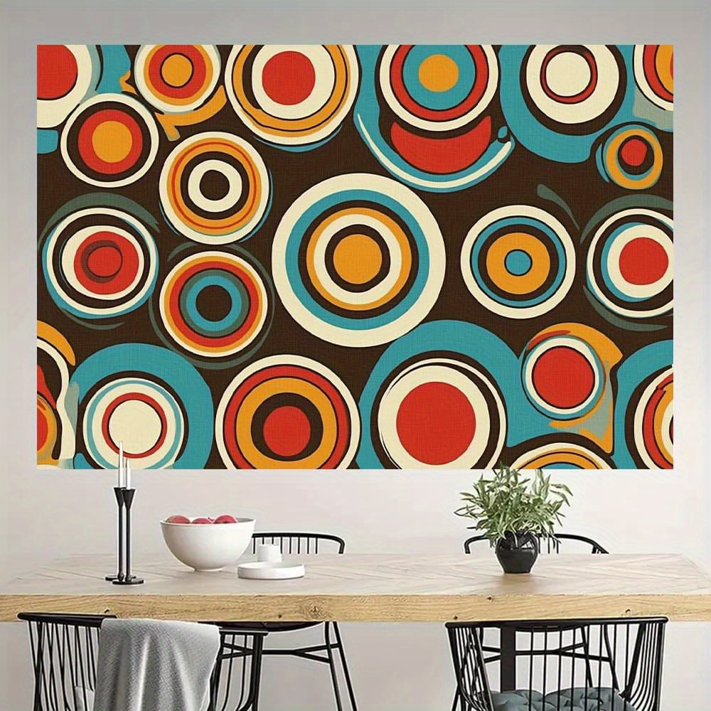 2d flat 2d flat 2d flat 2d flat 2d flat banner 1pc vintage round   patterned cloth banner in teal green and   design featuring a dark brown background suitable for furniture made from polyester material