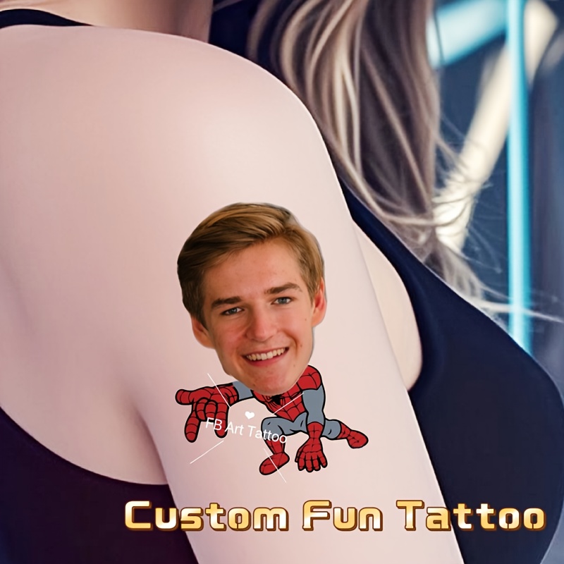 TEMU 16pcs Self- Superhero Personalized Custom Temporary Face Tattoo Sticker, For Themed Party Decorations, Body Art, Face Makeup, Personalized