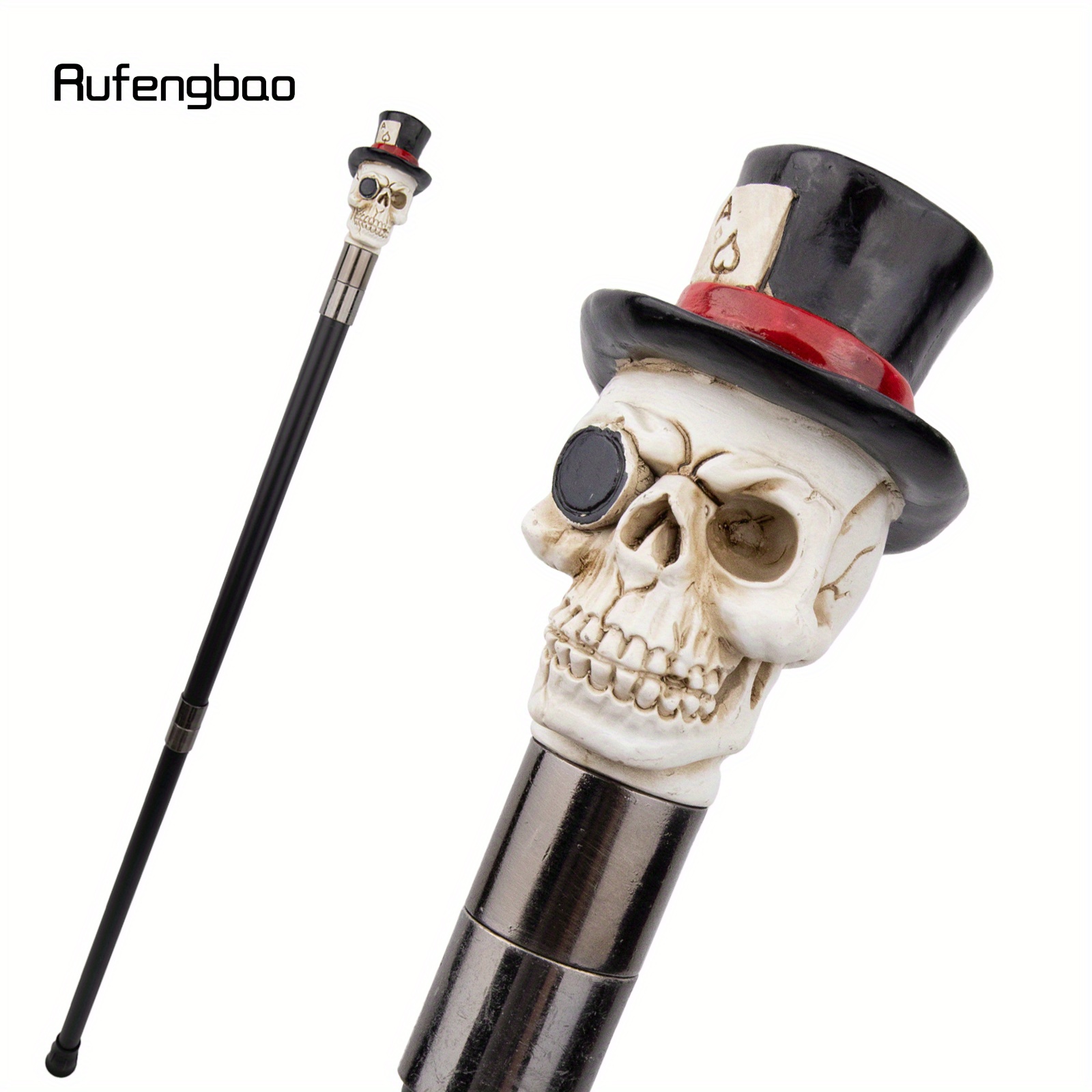 White Resin Skull Head Cane Fashion Decorative Steel Stick Gentleman Elegant Cosplay Cane Knob Crosier 94cm