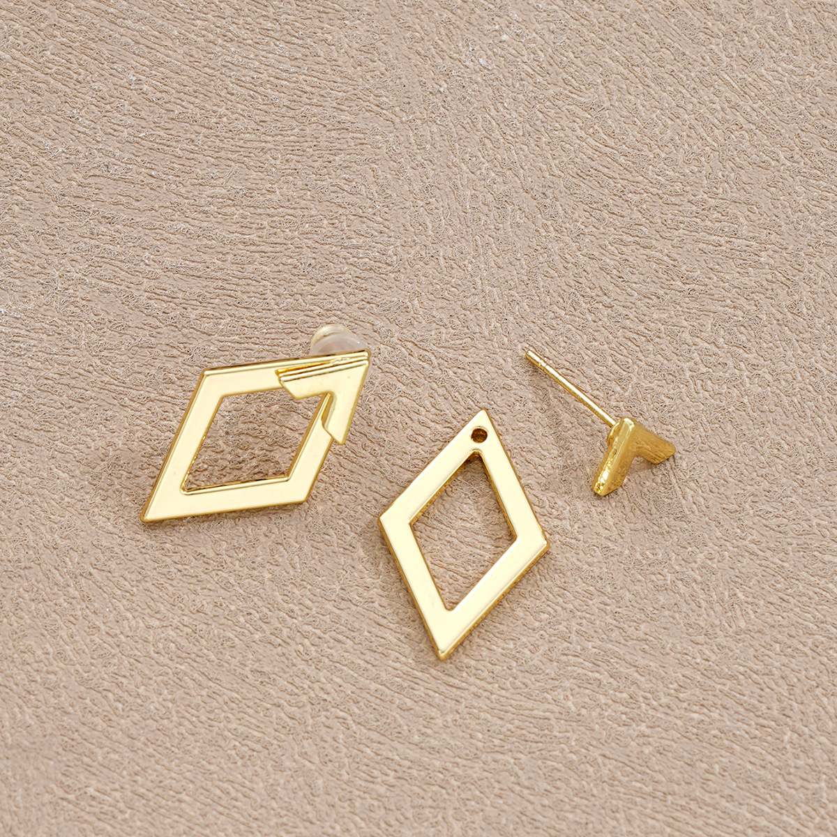 Fashion Double Layer Triangular Rhombus Stud Earrings, Geometric Style