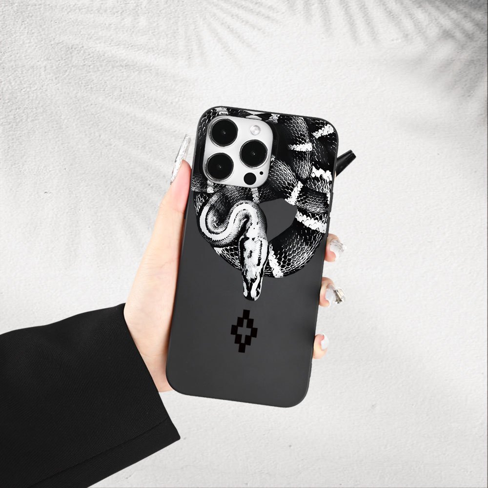 TEMU Phone Case - New Hot-selling Tpu Protective Soft Case With A Black And White Artistic Snake Pattern For Iphone 7 Through 17, Including Air, Pro,