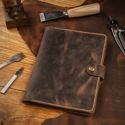 item picture top layer cowhide handmade genuine leather cover notebook leather cover full grain leather book cover multi card slot book protection cover traveler leather notebook cover with inner pocket