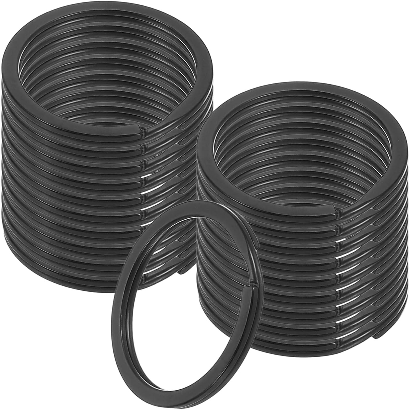 TEMU 2d Flat - 20pcs Of Black Split Key Rings, 1.5 Mm Thick Round Flat Key Rings, Stainless Steel Split Key Rings And Dog Tag Loops, Suitable For