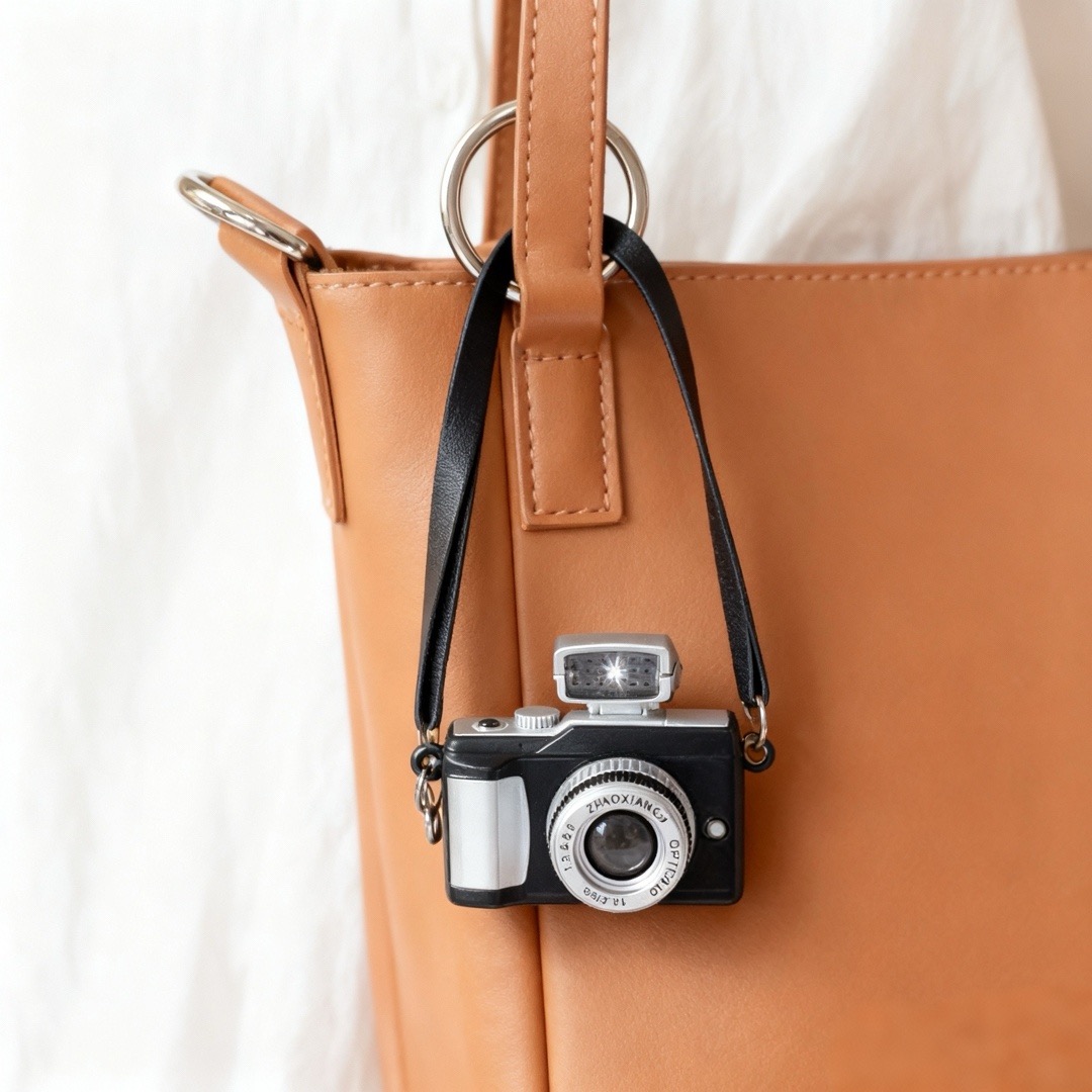 TEMU 1 Mini Miniature Réaliste Caméra Charm, avec Lanière, Peut Être Utilisée Comme Porte-Clés Ou Charme de Sac