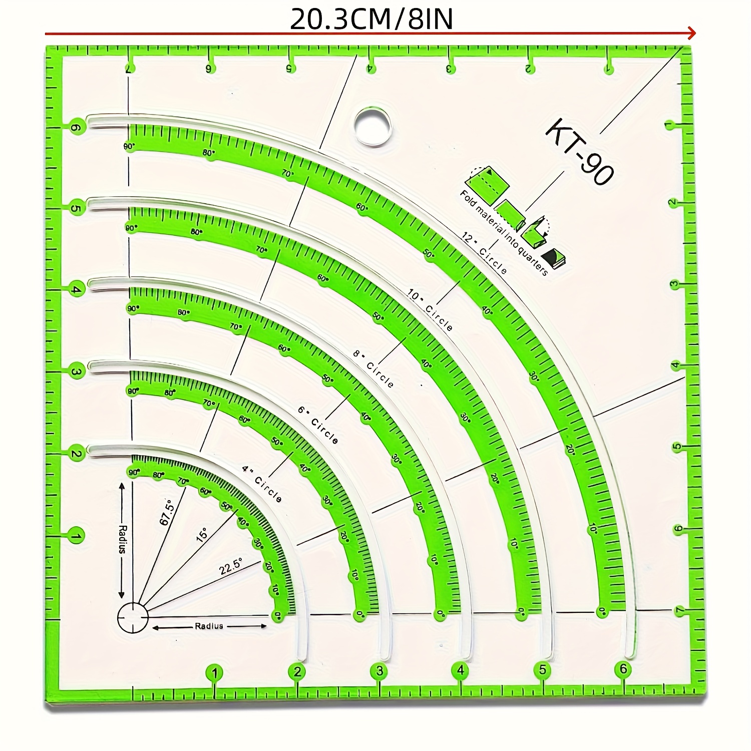 TEMU Righello Acrilico Patchwork, 8x8 Pollici, Righello Multifunzionale con Marcatura per Quilting e Modelli di Taglio Tessuti per Artigianato
