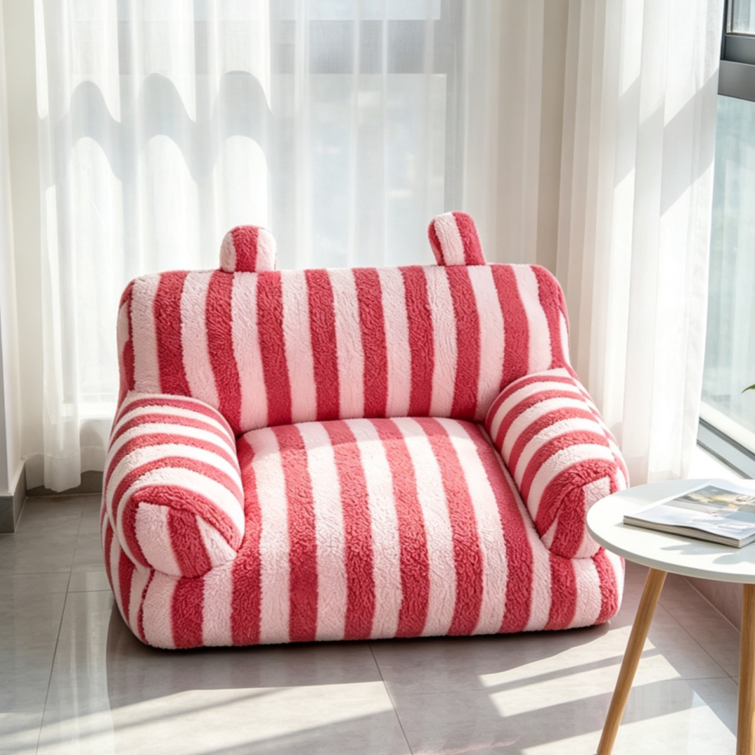 suitable for small medium dogs kittens striped fluffy ear shaped pet sofa bed house soft warm sleeping mat with     bedding for puppies puppy bed for crate or use no   Product details 5