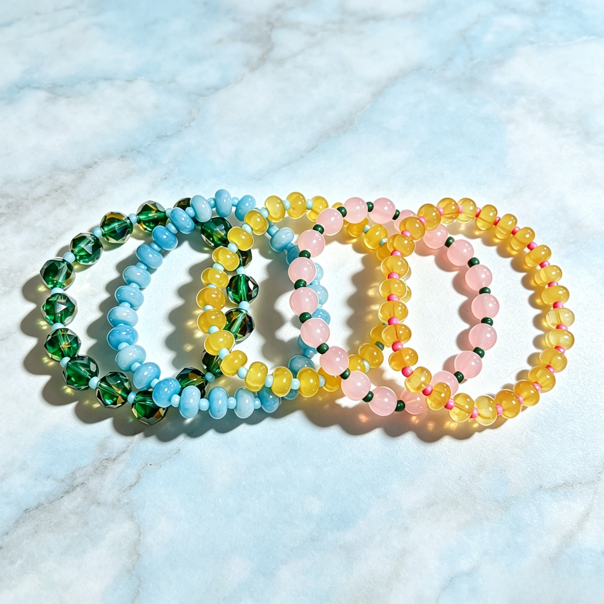 5pcs Bohemian Multicolor Macaron Bead Bracelet Set