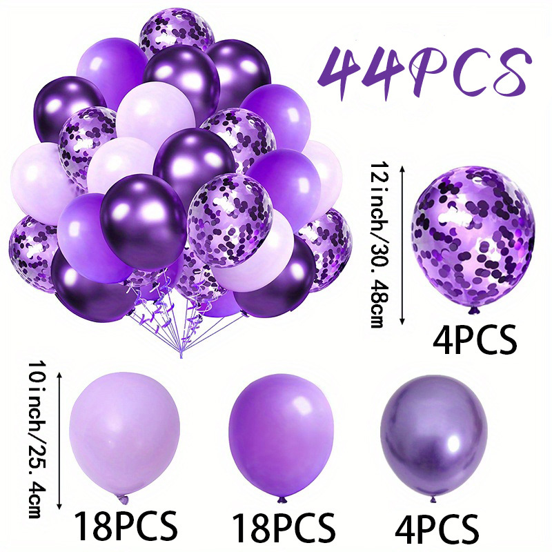 44pcs Metallic Purple And Purple Latex Balloons | Ideal For Birthday, Wedding, Anniversary, Graduation Party Decorations, Versatile For For Christmas, Halloween