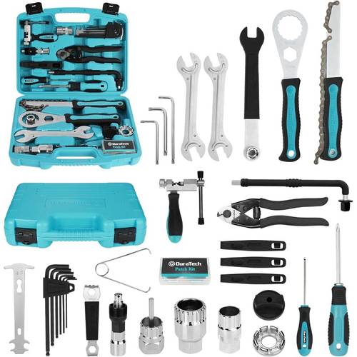 1 40pcs bike repair kit complete bicycle tool kit with storage case iron material mixed color for mountain and road bikes chain tire brake and pedal maintenance set great gift for men and women