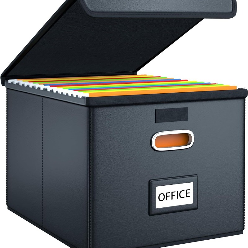 item picture leather file storage organizing   file storage box foldable household file storage box
