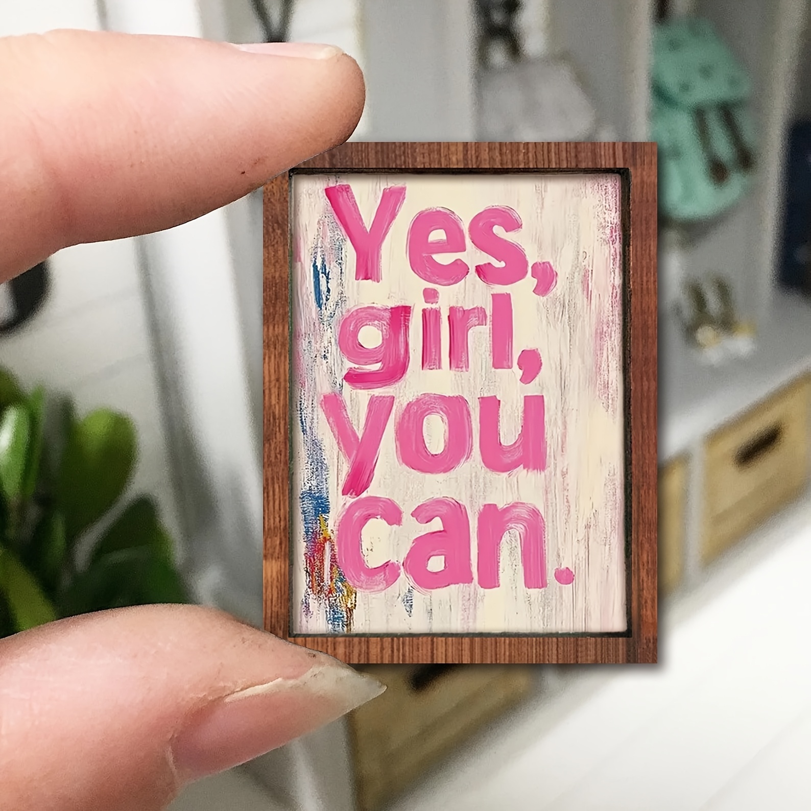 1pc miniature wooden decoration   letter design mini dollhouse decorative painting farmhouse wood framed miniature sign dollhouse ornament hanging inspirational   tiered tray decor dollhouse scene decoration prop suitable