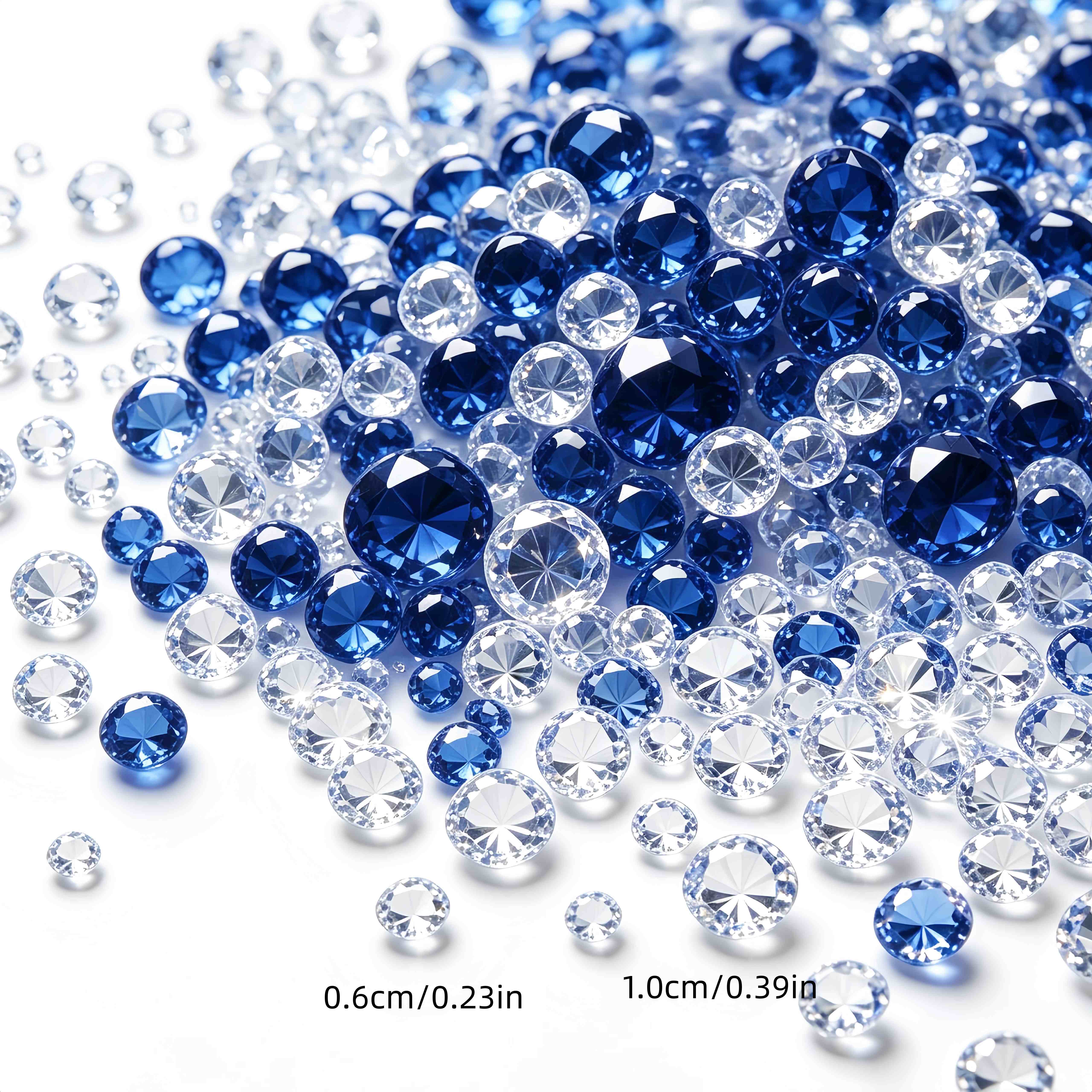 TEMU 944pcs Clear & Blue Acrylic Diamond Vase Fillers Suitable For Wedding, Party Decorations, Table Scatter, Floating Candles, Centerpieces - Gems