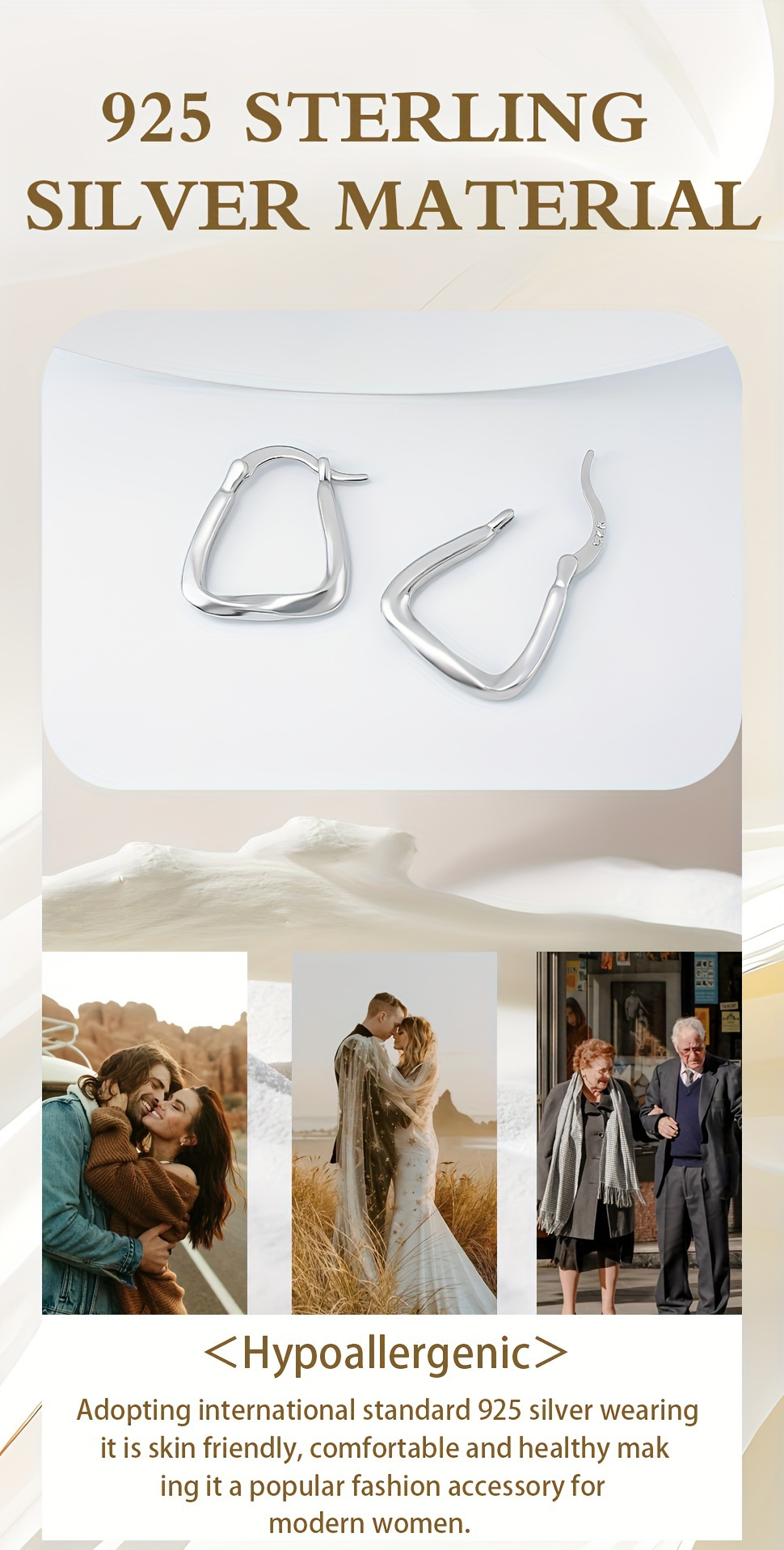 womens earrings with simple geometric twist 925 silver suitable for daily wear and gift   Product details 3