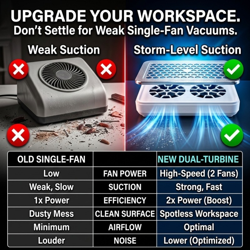 Dual-Turbine High-Efficiency Nail Vacuum