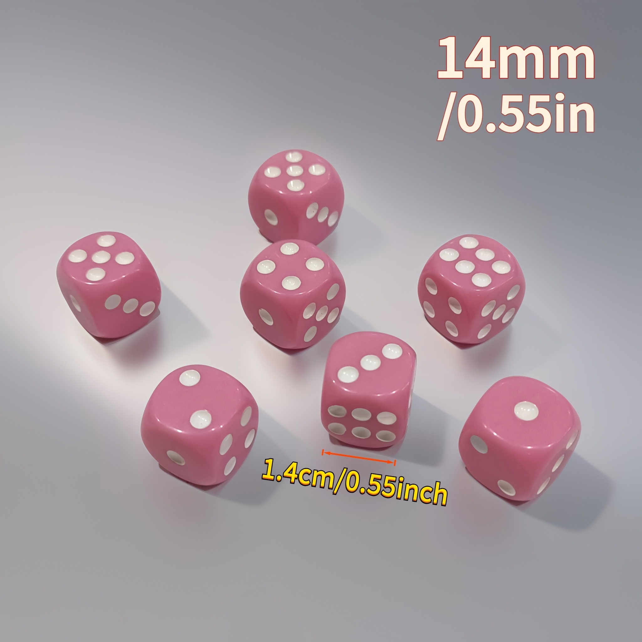 Pack of 4 Rounded Corners Pink Game Dice, Party Gifts