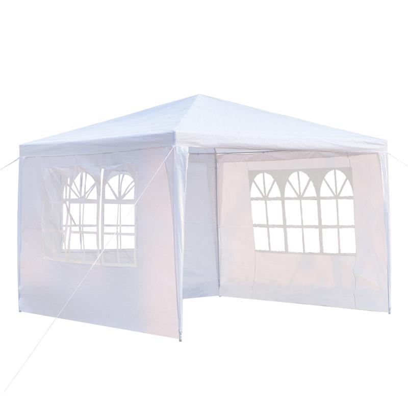 118.11*118.11inch 3-sided outdoor party tent, pergola, convenient awning, beach awning, PE cloth, plastic-sprayed iron pipe, spiral pipe, UV protection, easy to install, suitable for beach, backyard, camping picnic, barbecue, RV lawn, pool rest