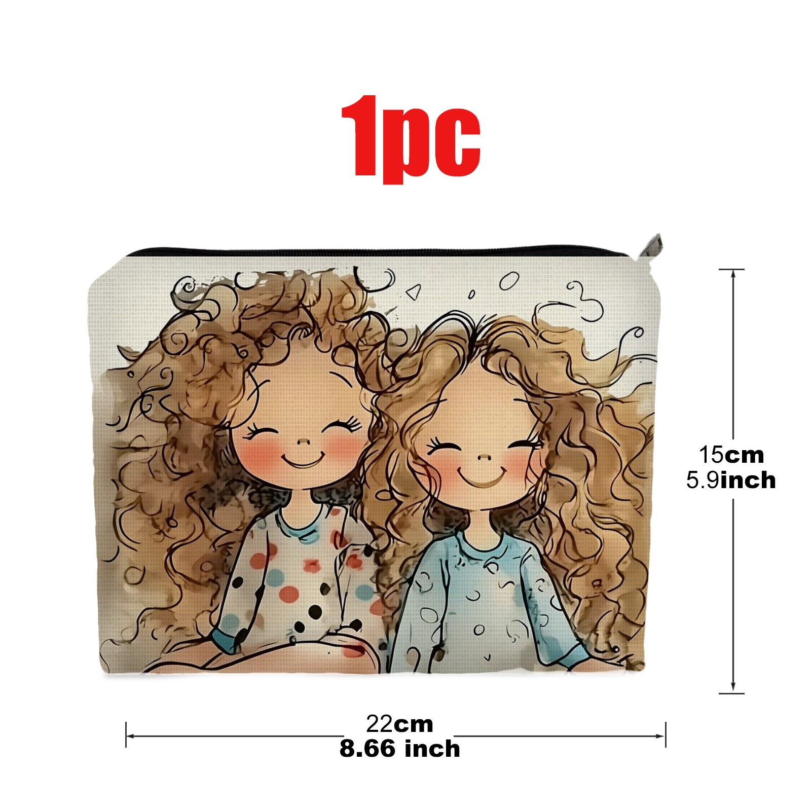 TEMU Trousse à cosmétiques double face 1 pièce avec motif dessiné à - Mignonne, convient pour les soins personnels et le rangement de maquillage,