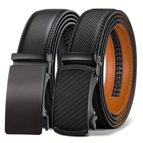 mens ratchet belts 2 pack leather mens belts suitable for gifts mens formal and casual wear waist sizes 28 to 52