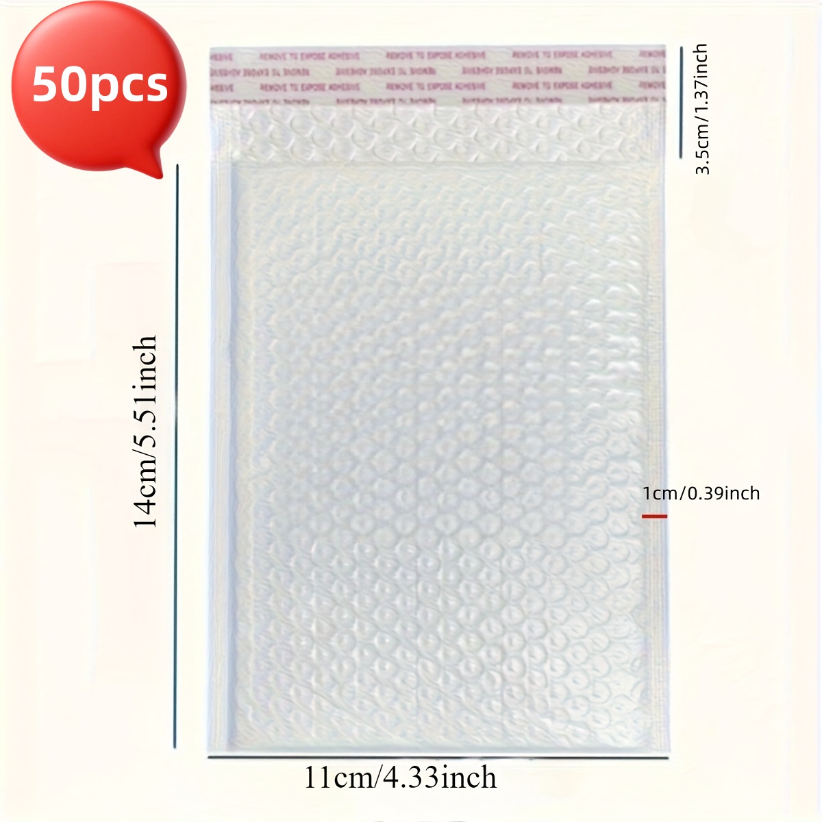 TEMU 50 White Bubble Envelopes 14* 16cm/6.3* 5.51inch- Self-adhesive Thickened Packaging Bags, Hexagonal , Suitable For Small Businesses, Halloween,