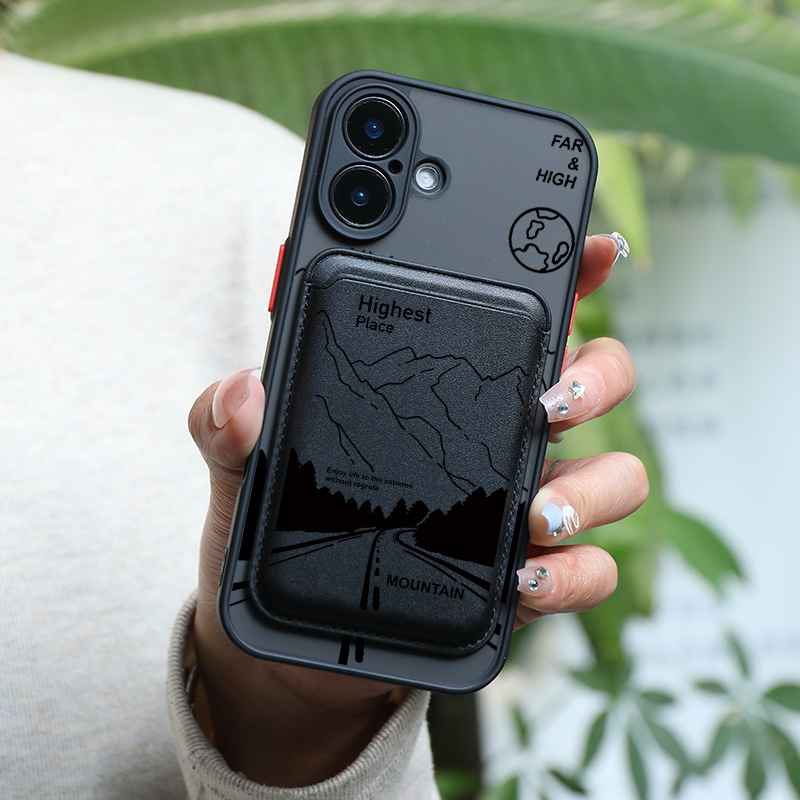 TEMU Phone Case - 2pcs Set Creative Highway Pattern Magnetic Phone Case And Fashionable Luxury Artificial Leather Magnetic Property Multi-functional