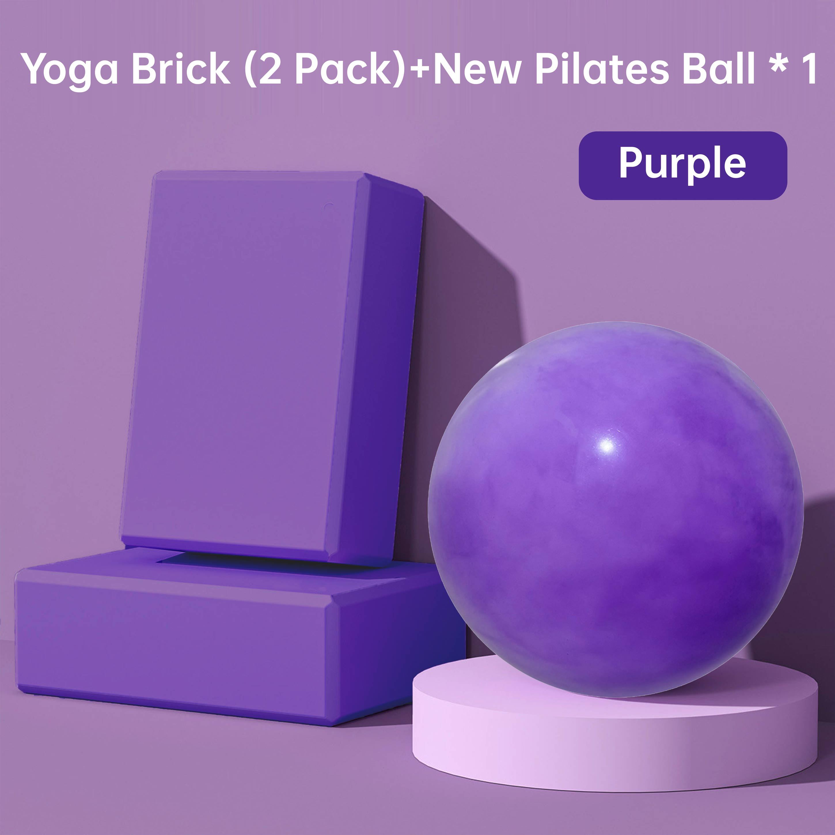 TEMU New High-density Crescent Yoga Brick And Pilates Yoga Ball Combination 3pcs Set, Enhancing , Yoga Brick Practice, Stable Support, Home Essential