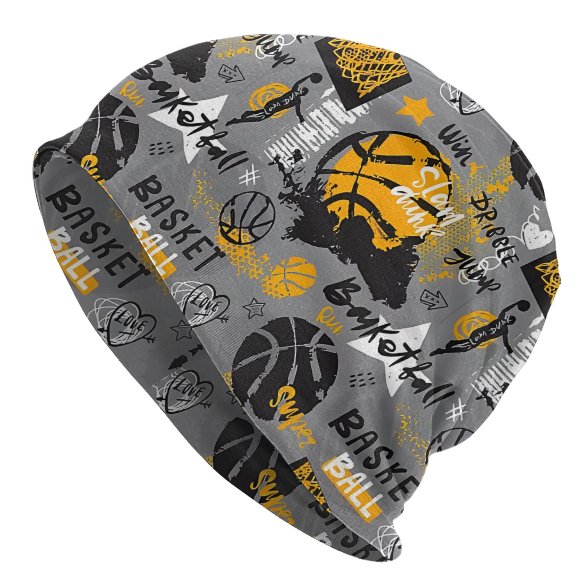 

1pc Fashion Basketball Graffiti Pattern Thin Hat Bonnet For Men And Women