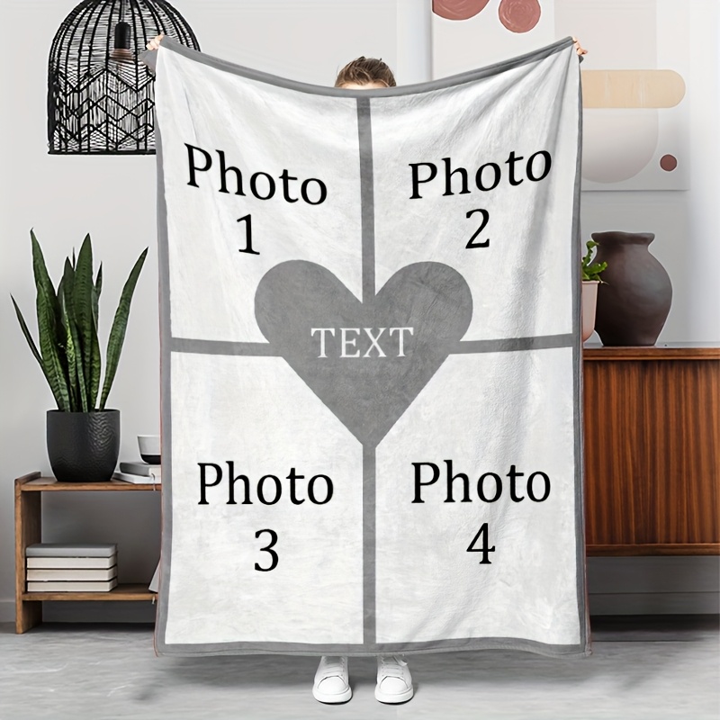 Personalized Photo Customization Heart-shaped Flange Velvet Blanket - 280gsm, Soft And Lightweight, Suitable For Sofas,, Outdoor Use - Perfect Gift For , Use, Air-conditioned Rooms In Summer