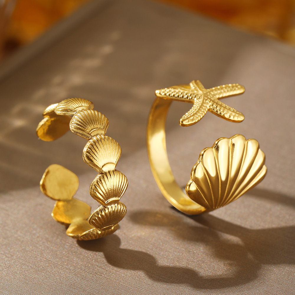 TEMU Juego de anillos de personalidad de moda popular para mujer, 2 piezas, con diseños de temática y anillos abiertos de acero inoxidable. El juego