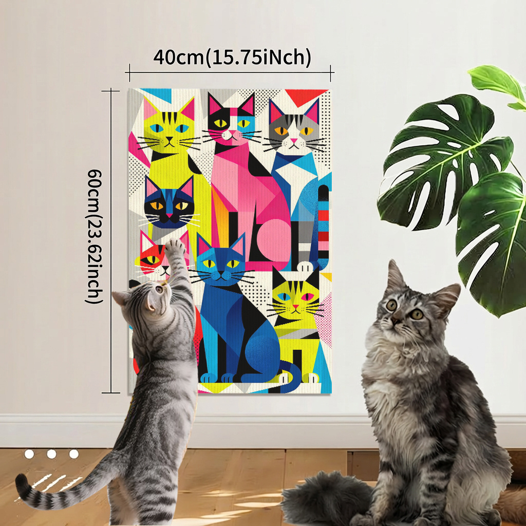 TEMU Exercise Board For Indoor Cats - For Cat Enthusiasts And Pet Owners - Self-adhesive Scratching Mat For Indoor Use - Mounted On Walls Or Used On