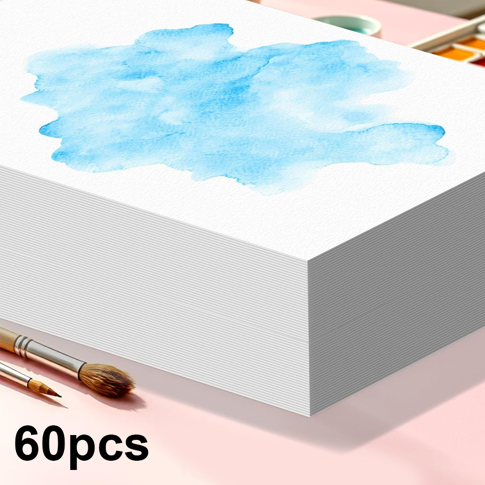 TEMU 60 Sheets Heavyweight Bulk Watercolor Paper - 5x7 Inches, High-quality 110 Lb/230 Gsm Cold-press Textured Watercolor Paper, Durable And
