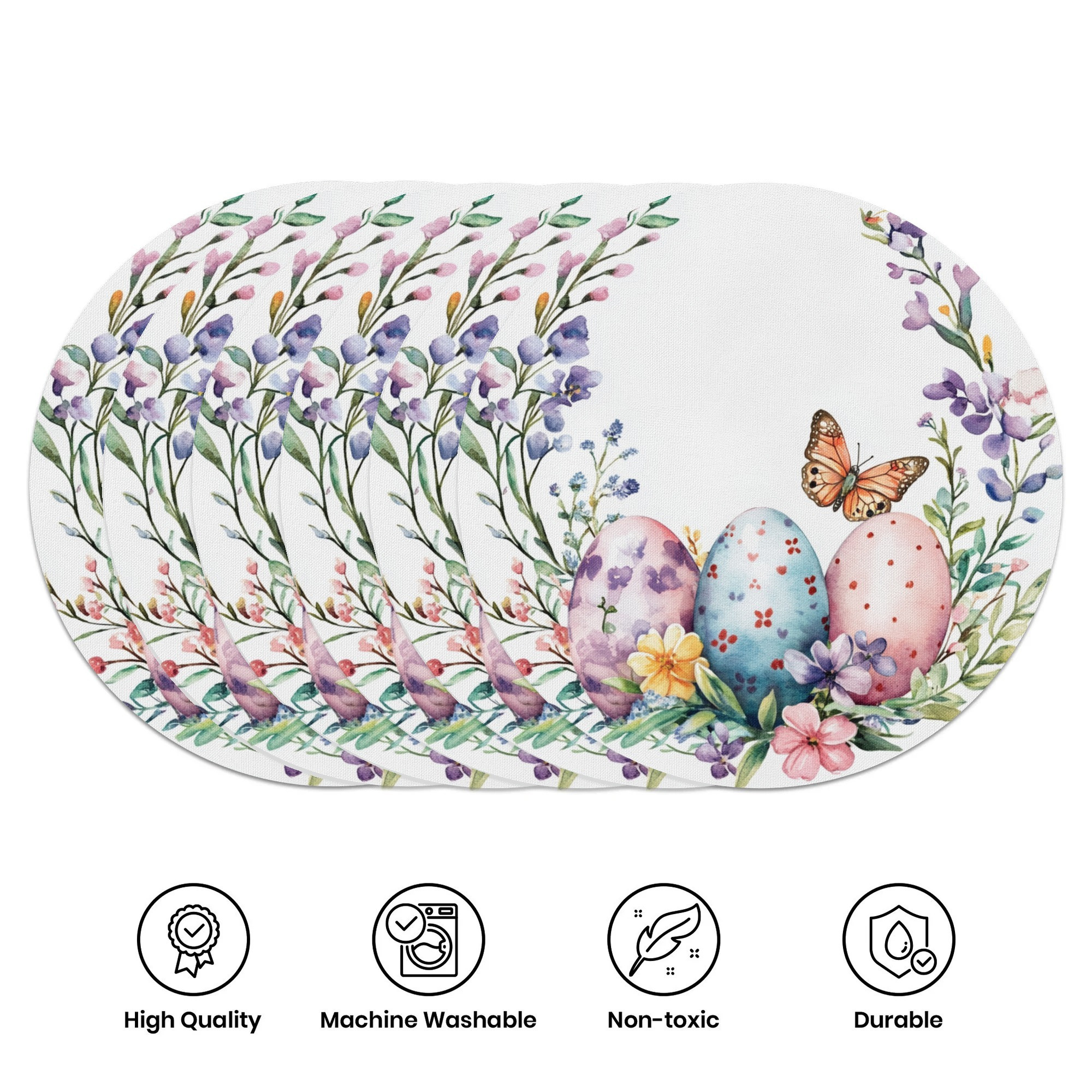 

6-pack And Polyester Round Table Mats, 15-inch Decorative Woven Placemats For Kitchen, Dining, And Party Decor, Hand Wash Only