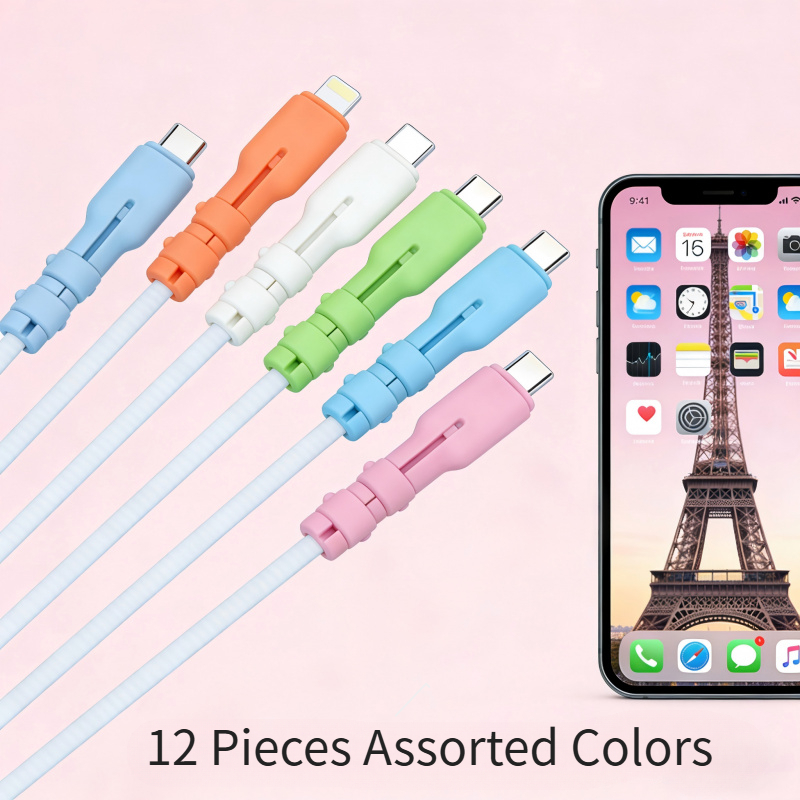 12pcs Usb-c Cable Protectors, Anti-break Sheaths Suitable For Smartphones, Tablets, Laptops, Compatible With Usb-c Charging And Data Cables, Specifically Designed For Usb-, Fits Usb-c Cables