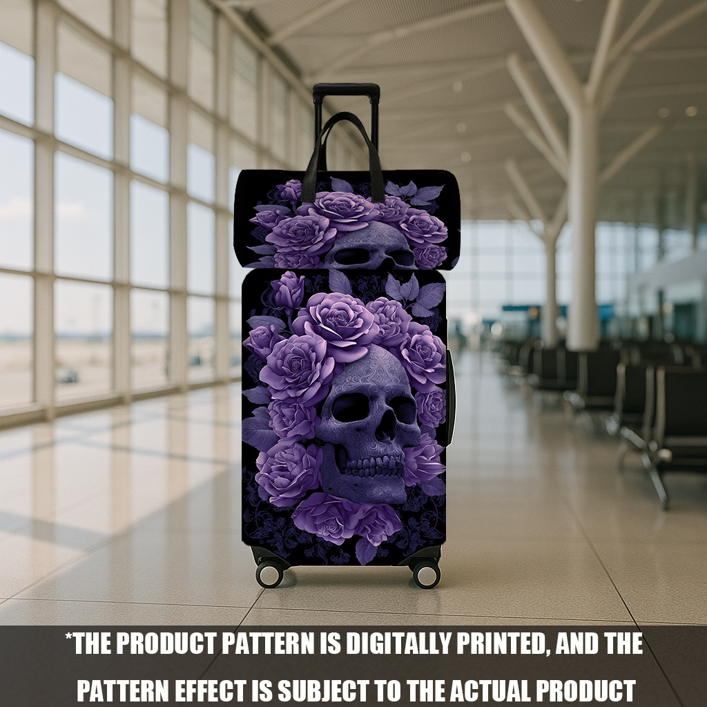 Gothic Purple Rose Print Luggage Cover & Travel Bag Set