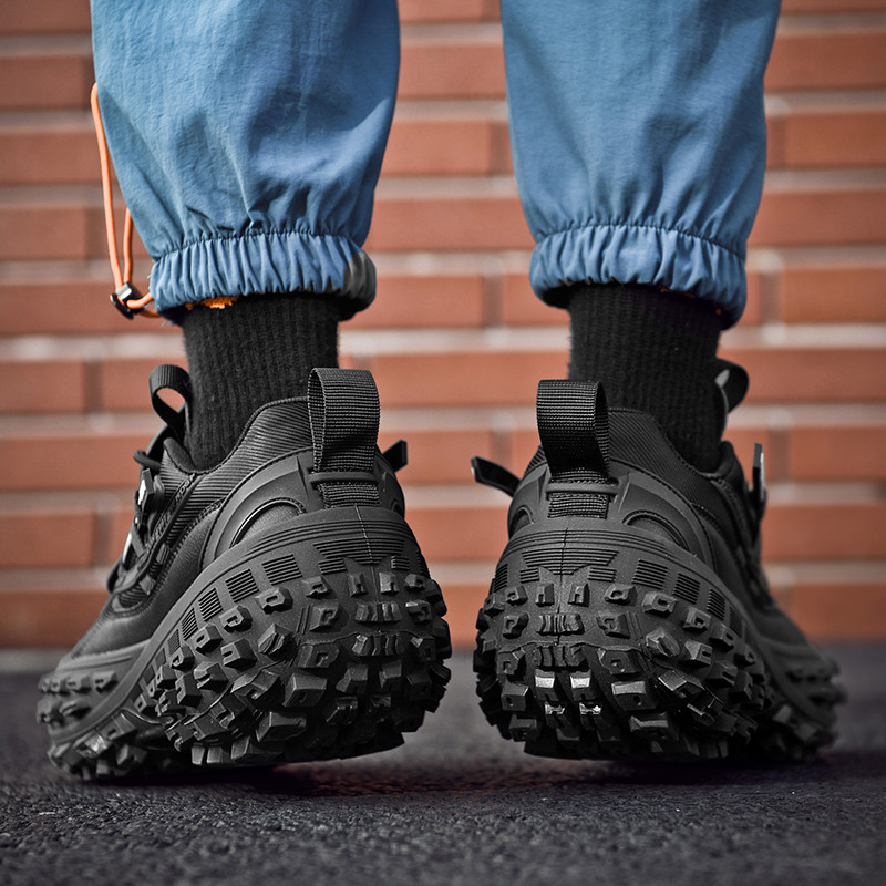 Dark Style Casual Shoes, Tire Tread Sole Height-Increasing Shoes, Street Cool All-Match Outdoor Sports Shoes
