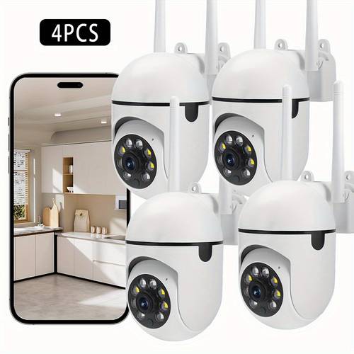 caméras de sécurité domotiques intelligentes 1080p, lot de 4 pour friday - wifi fil, détection de mouvement, vision en couleur, vue à 355°, audio bidirectionnel - alimentation par usb, caméras de sécurité