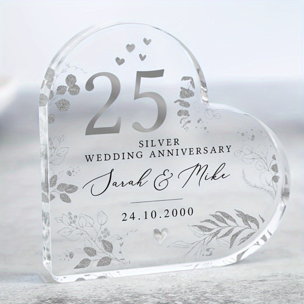TEMU 2d Flat - [2d Flat] Custom 1pc 2d Flat, Personalized Square Acrylic Display Board, Personalized Wedding Anniversary Gift, Silvery Anniversary