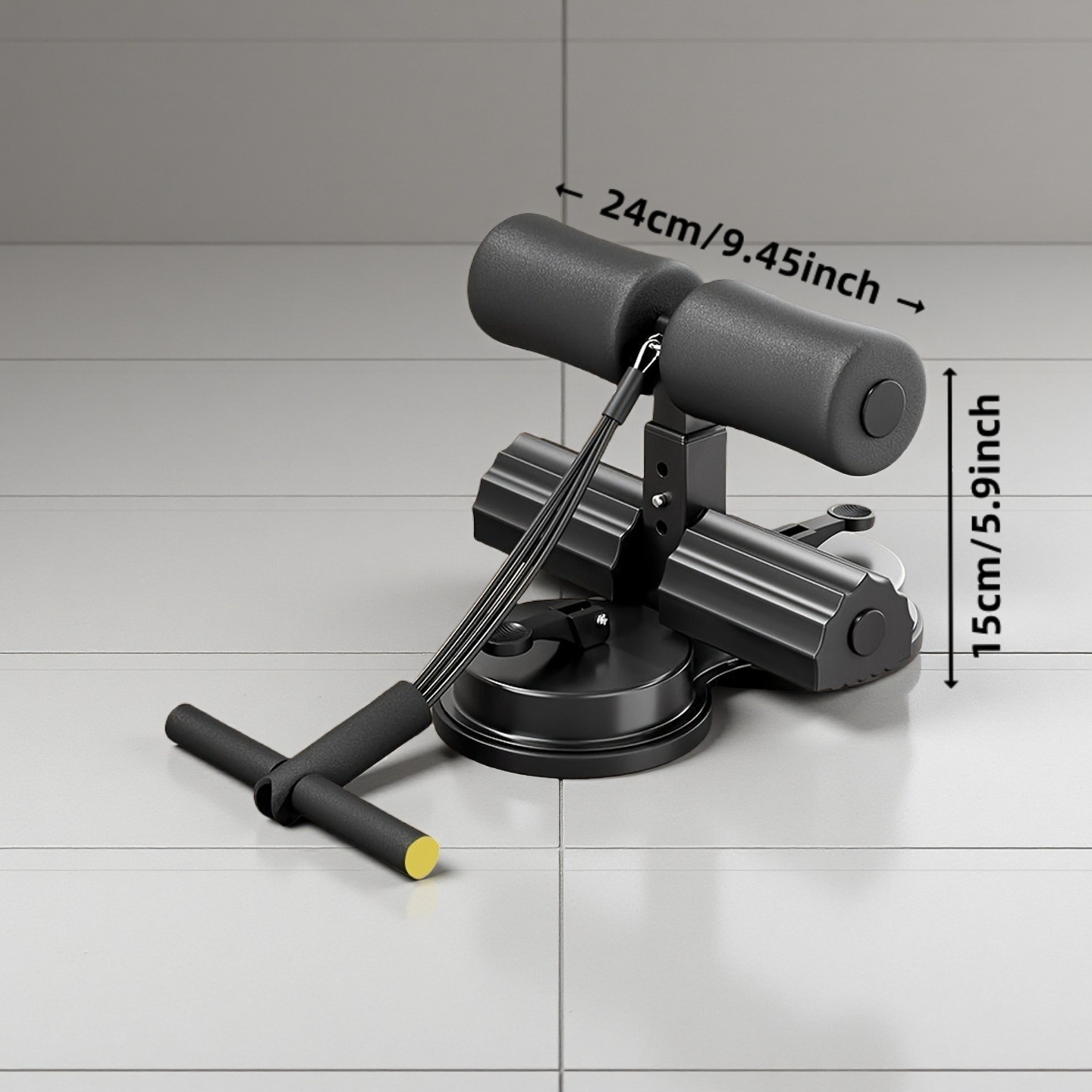 Stainless Steel Sit-Up Assistant Bar with Double Suction Cups - Adjustable 3-Level Height, Home Gym Fitness Equipment for Core Workouts, Ramadan & Christmas Gift, Uncharged, Single Pack, Leg Exerciser | Modern Bar Design | Durable Iron Construction