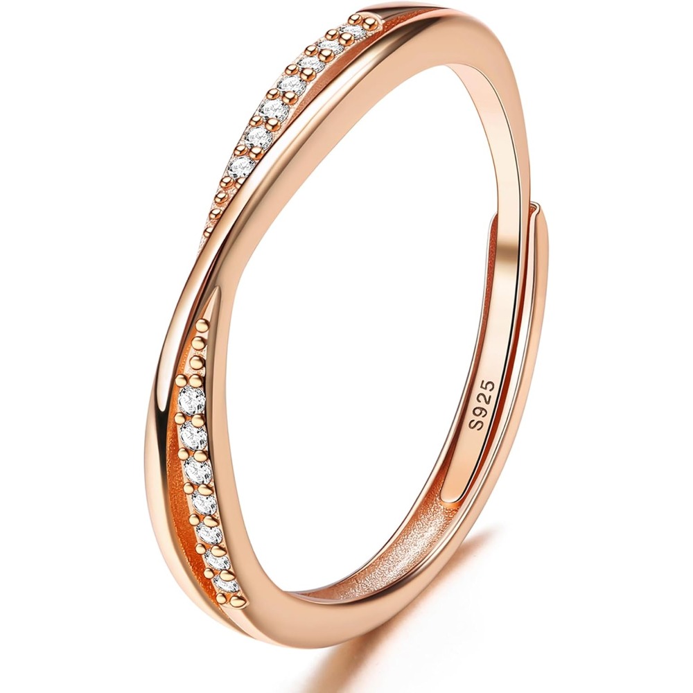 925 Silvery Adjustable Rings Cubic Synthetic Cubic Zirconiaia Finger Minimalist Thumb Rings For In Silvery Golden Rose Golden, For Teenager