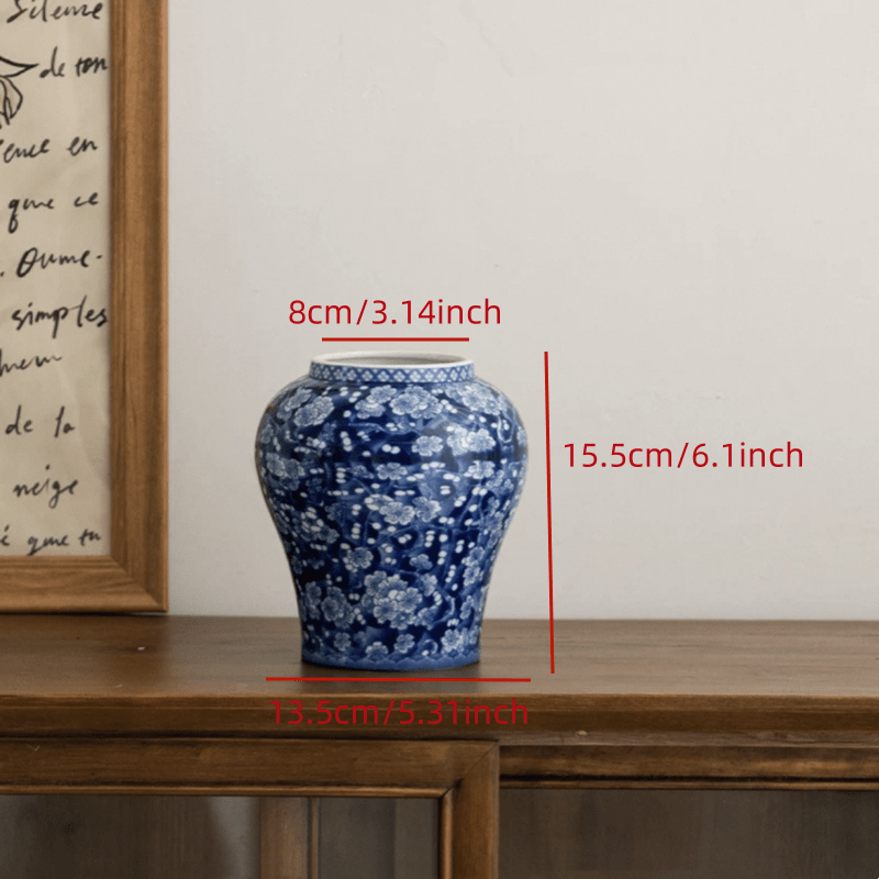 TEMU 1pc Vaso in Porcellana Blu e Vintage - Vaso di Fiori in Ceramica Elegante per , TV, Tavolo da | per Fiori Freschi, Secchi, Artificiali | Design