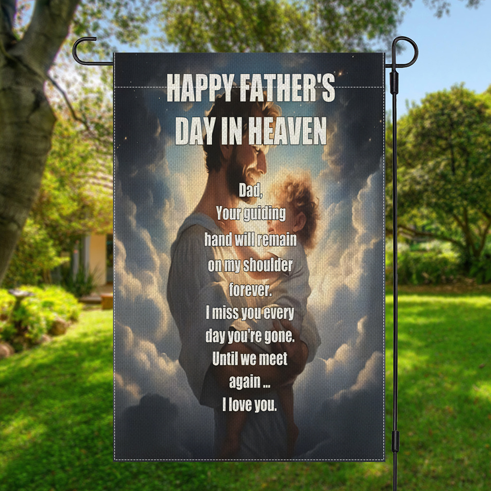 Gartenflagge „Happy Father's Day In Heaven“ – 30,5x45,7 Cm, Doppelseitig, Aus Strapazierfähiger Jute, Mit Calla-Lilien-Motiv