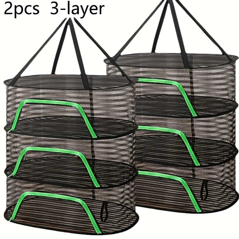 TEMU Lot de 2 étendoirs à linge noirs de haute qualité à fermeture éclair, en multicouche, convient pour le linge à et le rangement d'articles, filet