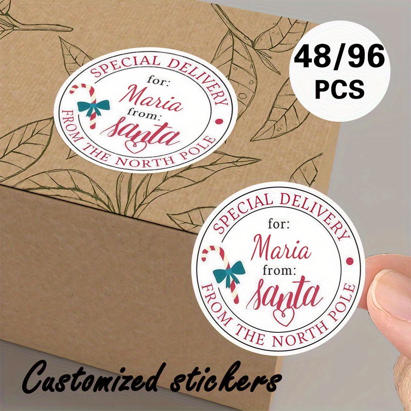 TEMU Personalized Christmas Delivery Label Stickers In Sets Of 48 Or 96, Ideal For Festive Wishes And Gifts With