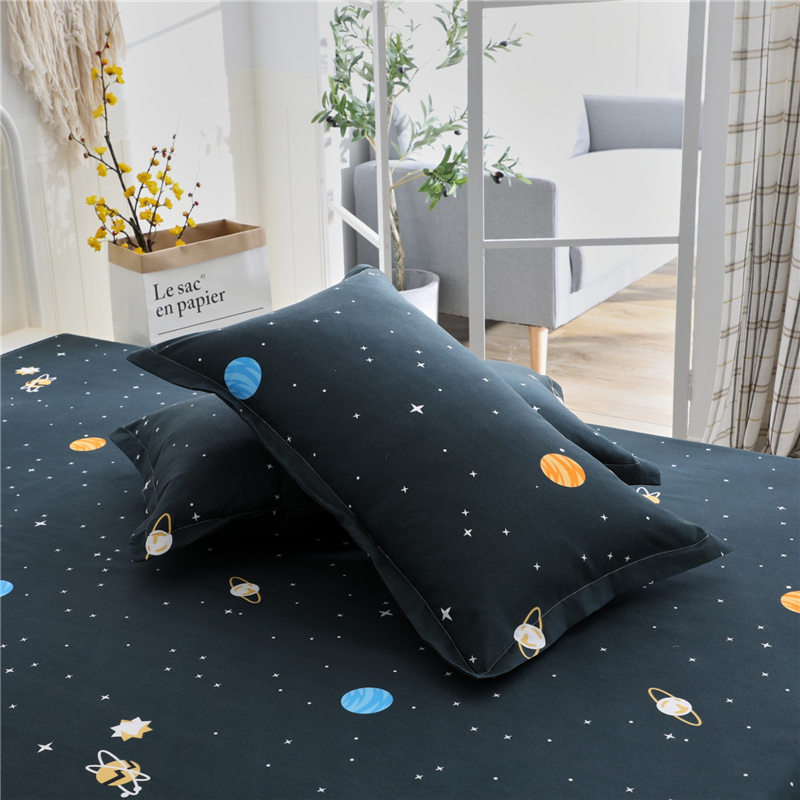 4pcs Set: Multi-Colored Planets + White Galaxy Stars Starry Sky Pattern, Modern Style Bedding (1 Duvet Cover + 1 Flat Sheet + 2 Pillowcases), Soft and Machine Washable Synthetic Fiber Fabric, Suitable for All Seasons, Does Not Include Comforter