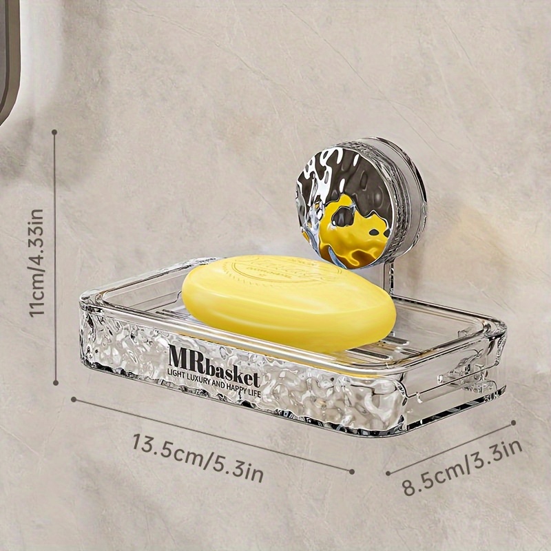 TEMU Taochi Suitable For Modern Wall-mounted Soap Dish With Mirror End Shelf - No-drill Suction Cup Installation, Space- Hanging Shelf With Mirror,