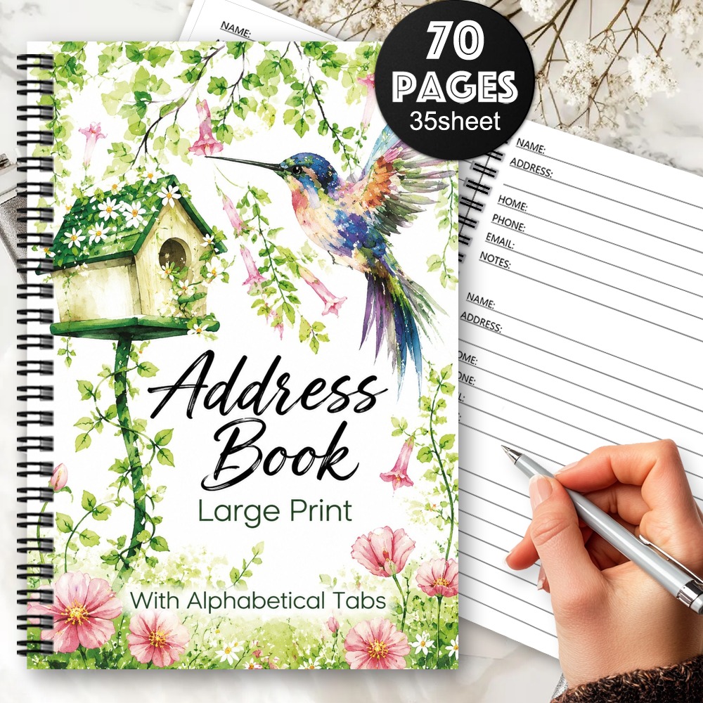 TEMU 1pc Address Book Spiral Notebook, Address Book: Large Print Watercolor Address Book With Alphabetical Tabs, Gift For , Colleagues, Elders,