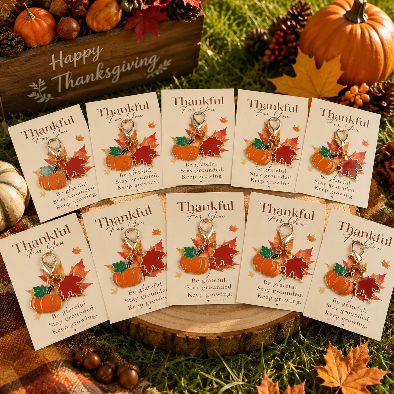 TEMU Portachiavi a tema autunnale del Ringraziamento "A Te Che Sei Pieno di Gratitudine" da 10 pz/5 pz/1 pz con biglietto d' commovente e di