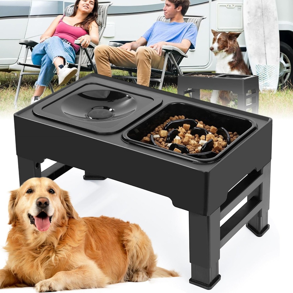 Image of 1pc Heightening Pet Folding Table Bowl, 4 Height Adjustable Levels, , Non-slip , Perfect Feeding Solution For Dogs, Home Daily Feeding And Indoor Pet Supplies