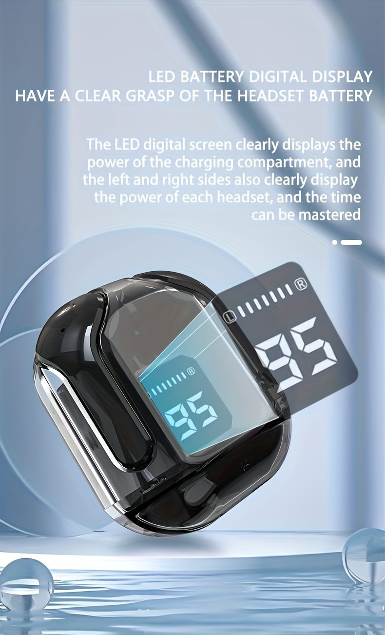 Écouteurs sans fil stéréo Hi-Fi AIR3 TWS - Écouteurs intra-auriculaires pour sport et gaming avec réduction du bruit pour les appels vocaux, écouteurs intra-auriculaires avec chargement et affichage numérique LED - Pour les amateurs de musique, pour iPhone et Android - Cadeau parfait pour femme