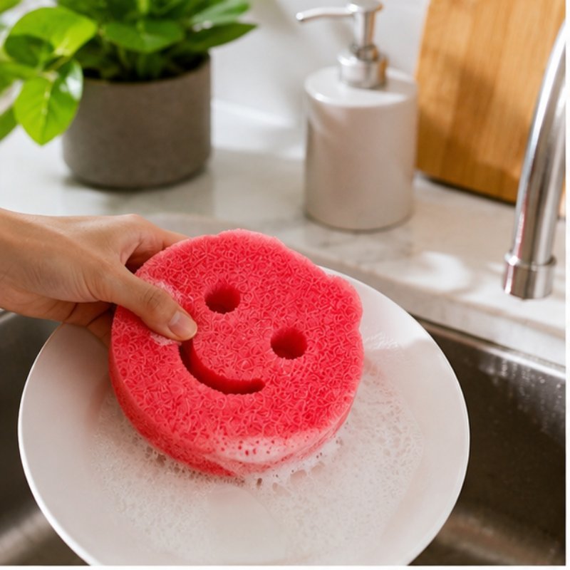 TEMU 7pcs Random Sponge Thickened High Density Scouring Sponge With Hole Soft Durable Kitchen Bathroom Cleaning Pad To Identify Strong Stain Removal