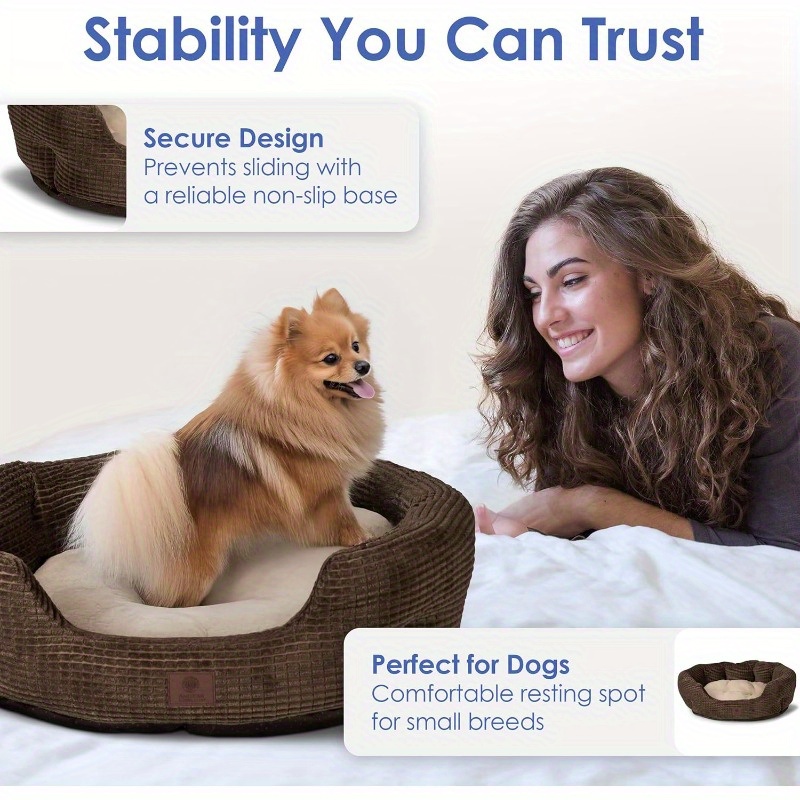 26 clamshell cuddler dog bed for medium large dogs plush popcorn texture non slip bottom machine washable   support durable polyester pet bed for hardwood tile floors extra large dog bed   filling indoor pets Product details 4